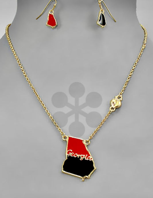 Red and Black state necklace set