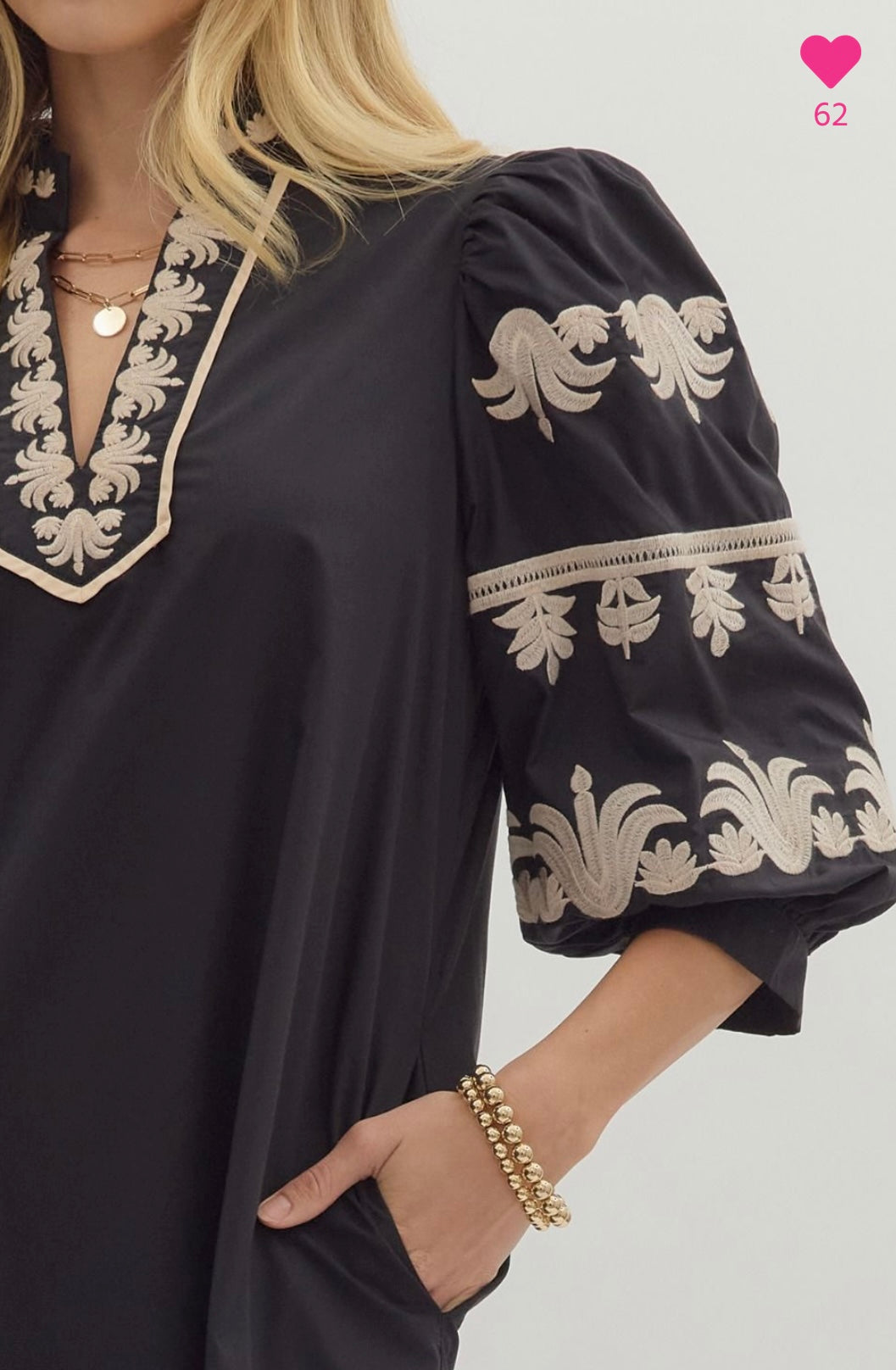 Black embroidered dress