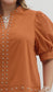 Pumpkin spice top with stud detail in plus sizes