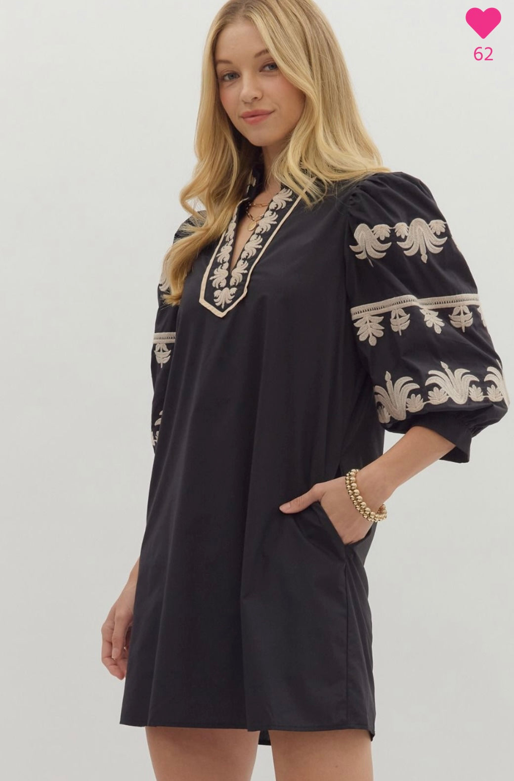 Black embroidered dress