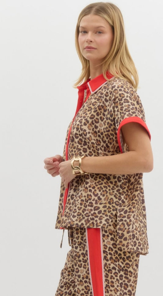 Red Leopard Print Shirt