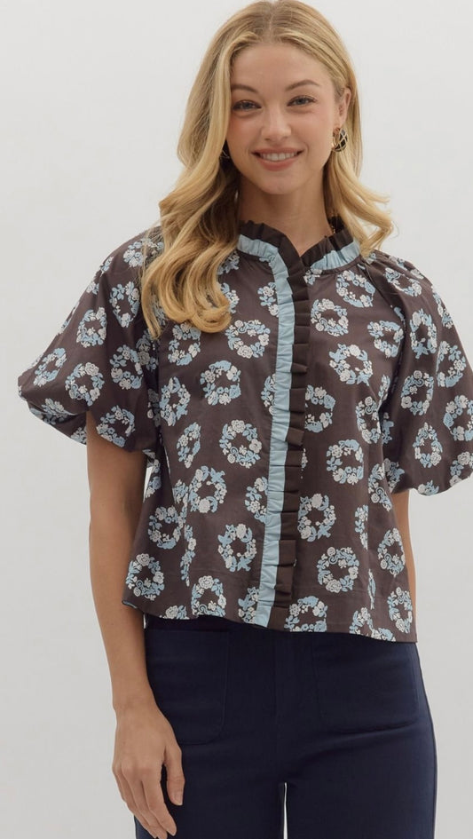 Floral medallion bubble sleeve