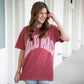 Lulu Mac Stripe Adult Crimson Comfort Colors Tee