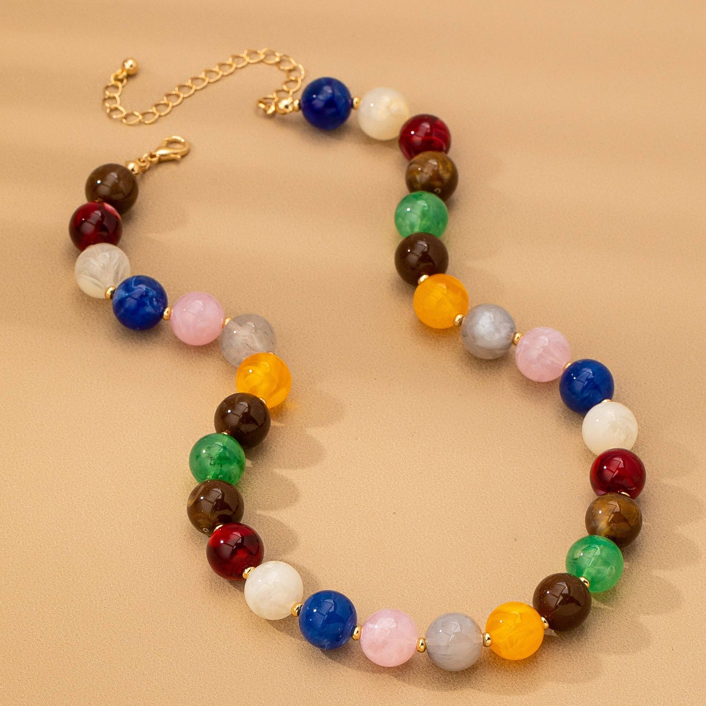 JOSSLYN by wall to wall - HIGH GLOSSY MULTI COLOR BEADED CHAIN NECKALCE | 80N92627