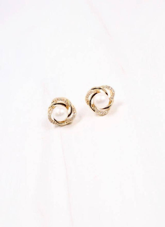 Caroline Hill - Brennan Pearl Stud Earring GOLD