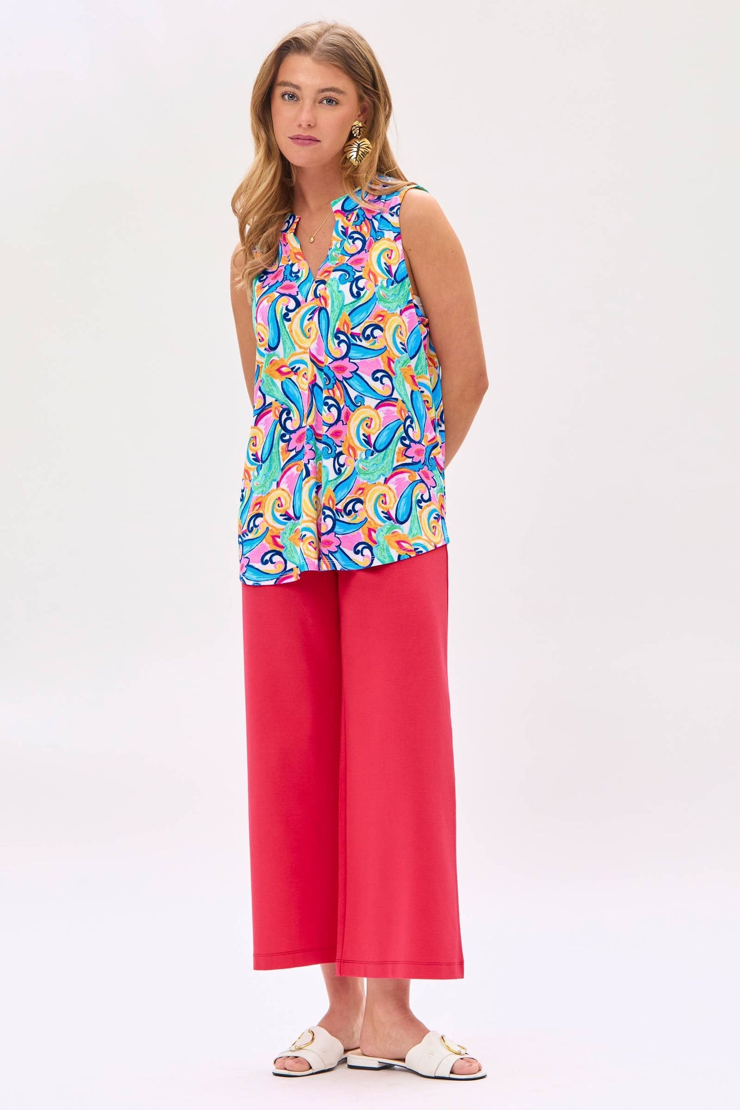 Dear Scarlett - Colorful Abstract Print Sleeveless Tank Top