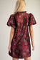 Ruffle V-Neck Puff Sleeve Mini Dress