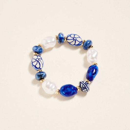 7.25 In Mixed Resin Ceramic Bead Stretch Bracelet