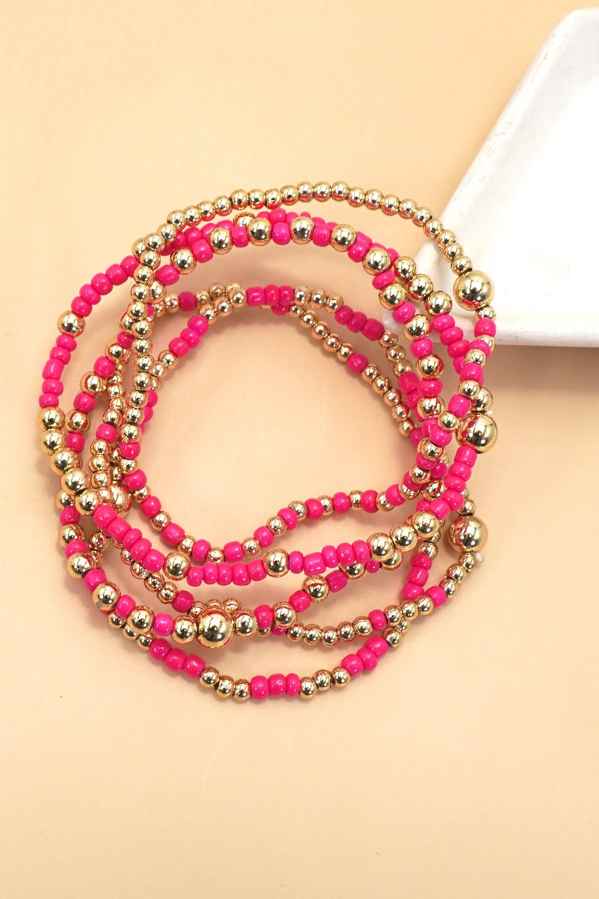 MULTI LAYER BALL CHAIN BEADED BRACELET