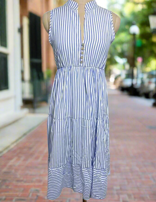 Nash Grey - Kendall Blue Stripe Midi Dress