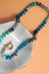 NATURAL STONE CHARM  SPRING CLASP BEADED NECKLACE