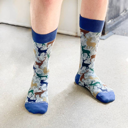 Men's Stag Socks   Gray/Navy/Green   One Size