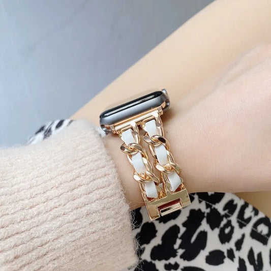 Braided Chain & Leather Apple Watch Band