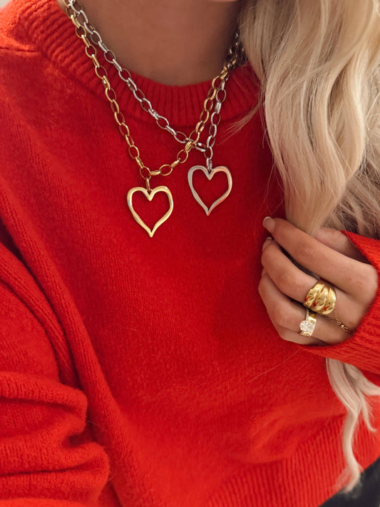 CHANSUTTPEARLS - LARGE OPEN HEART NECKLACE
