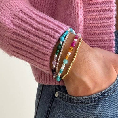 MULTI COLORED GLASS BEADED BRACELET