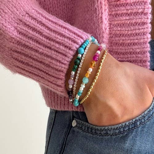 MULTI COLORED GLASS BEADED BRACELET