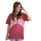 Lulu Mac Stripe Adult Crimson Comfort Colors Tee