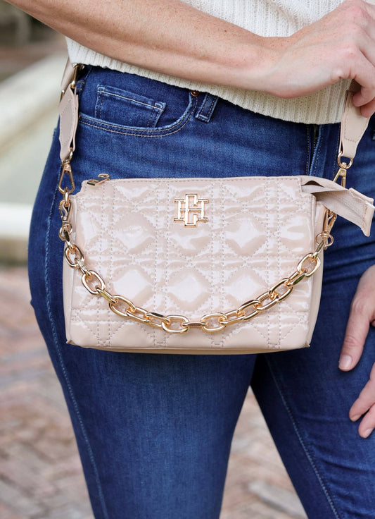 Caroline Hill - Jace Quilted Crossbody NUDE