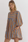 Mocha with blue stripe print dress