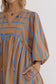 Mocha with blue stripe print dress