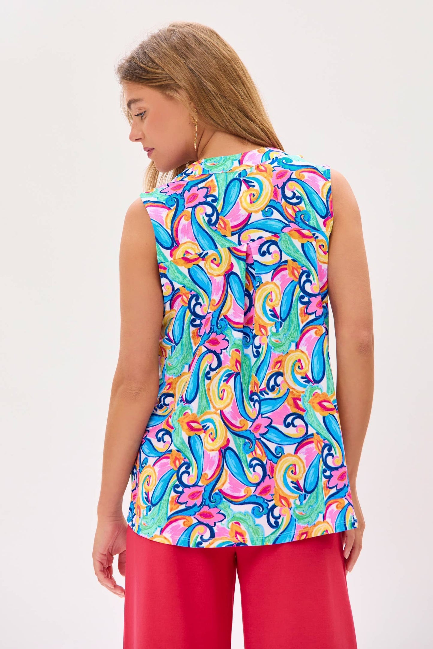 Dear Scarlett - Colorful Abstract Print Sleeveless Tank Top