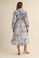 FLORAL PATCHWORK PRINT DRAWSTRING WAIST MIDI DRESS