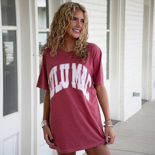 Lulu Mac Polka Dot Adult Crimson Comfort Colors Tee