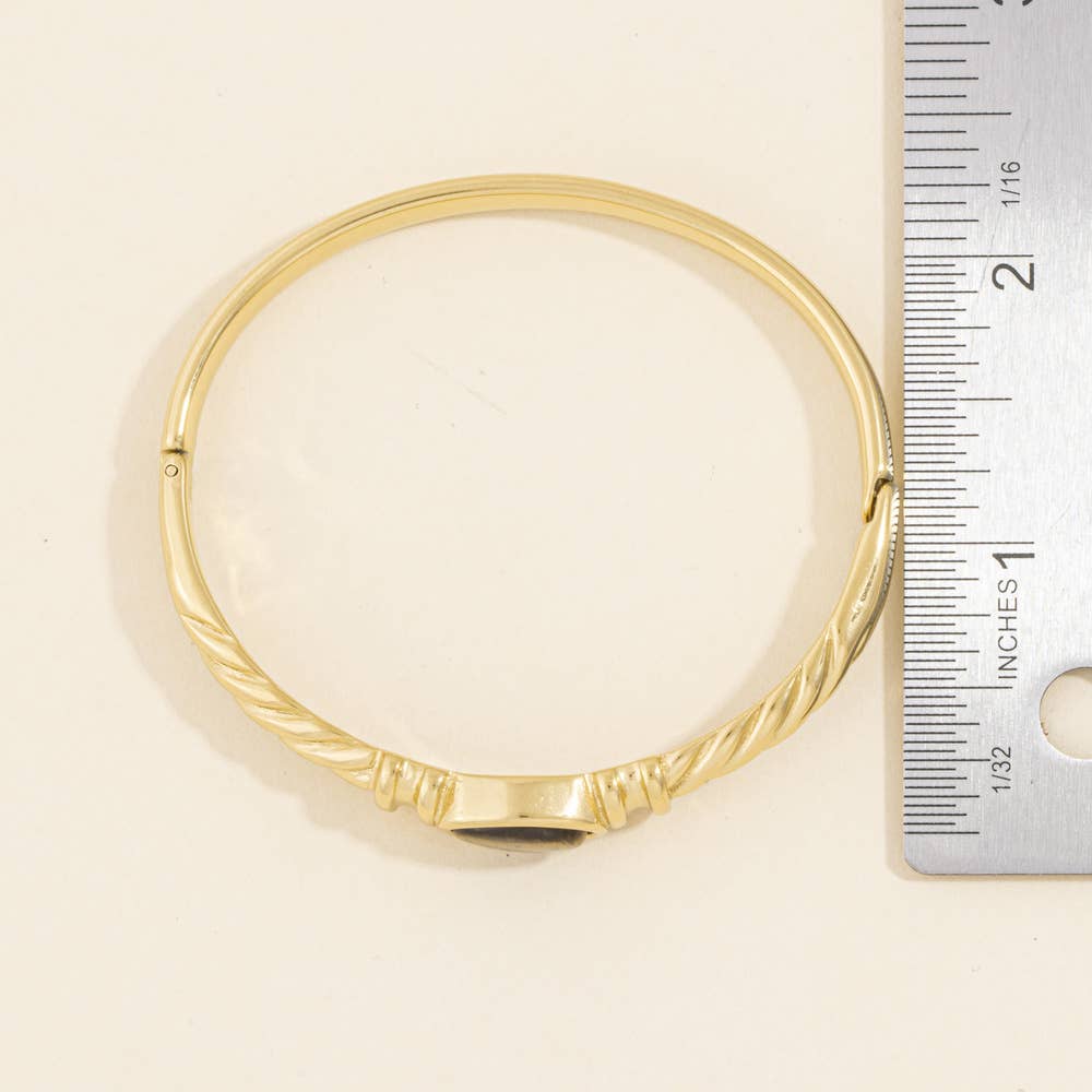 Tiger Eye Rope Twist Hinged Bangle Bracelet