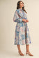 FLORAL PATCHWORK PRINT DRAWSTRING WAIST MIDI DRESS