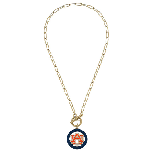 Canvas Style - Auburn Tigers Logo Enamel T-Bar Necklace
