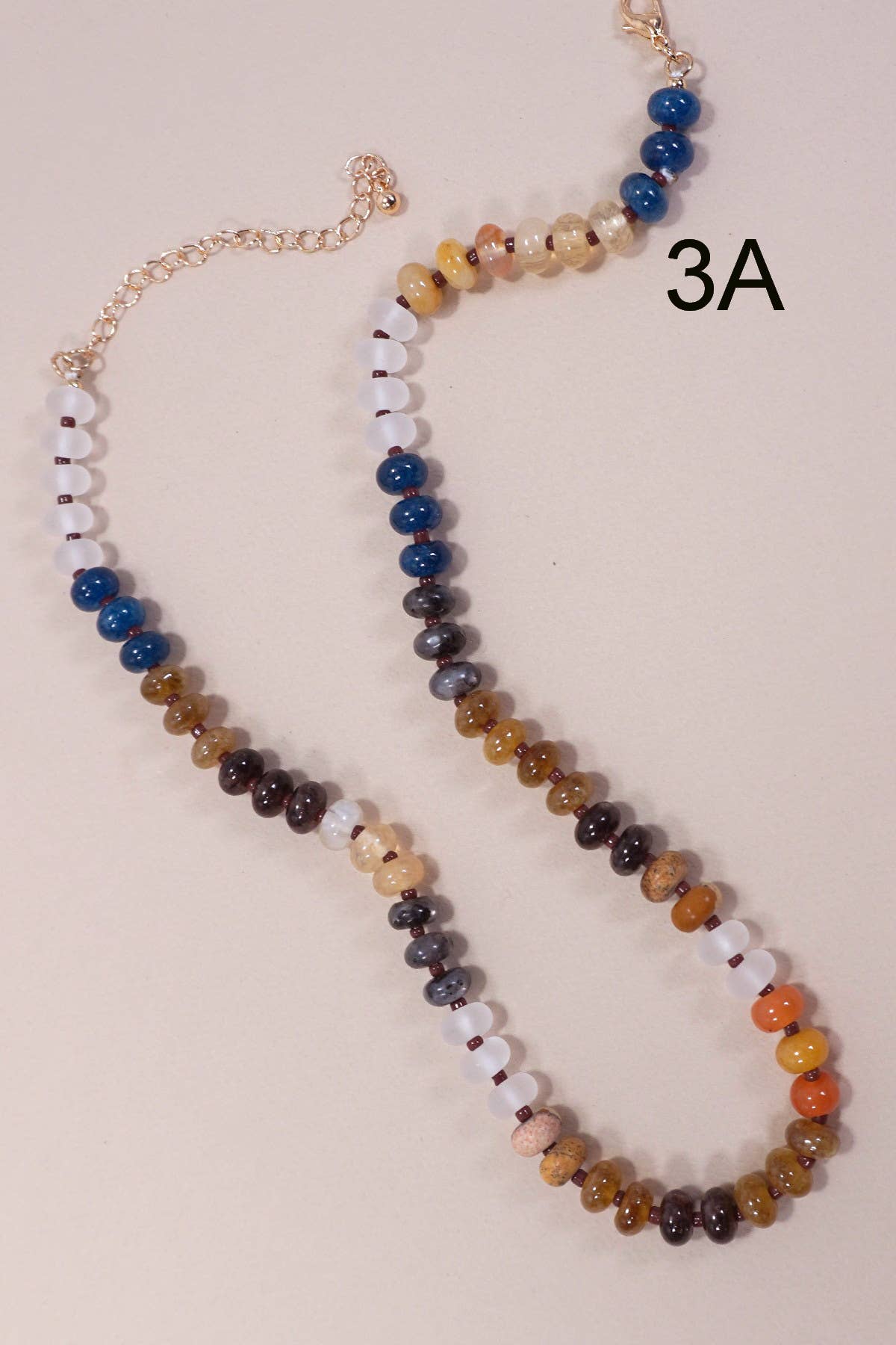 JOSSLYN by wall to wall - NATURAL AGATE GLASS SEMI PRECIOUS BEAD NECKLACE | 80N896