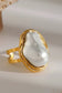 18K STAINLESS STEEL PEARL RING