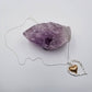 Hammered Tall Heart Pendant Long Necklace
