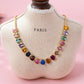 Rainbow Emerald-Cut Gemstone Statement Necklace