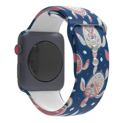 Printed Apple Watch Silicone Band (Turtles, Flamingos)