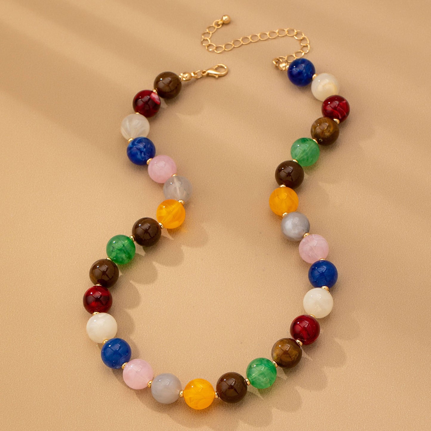JOSSLYN by wall to wall - HIGH GLOSSY MULTI COLOR BEADED CHAIN NECKALCE | 80N92627