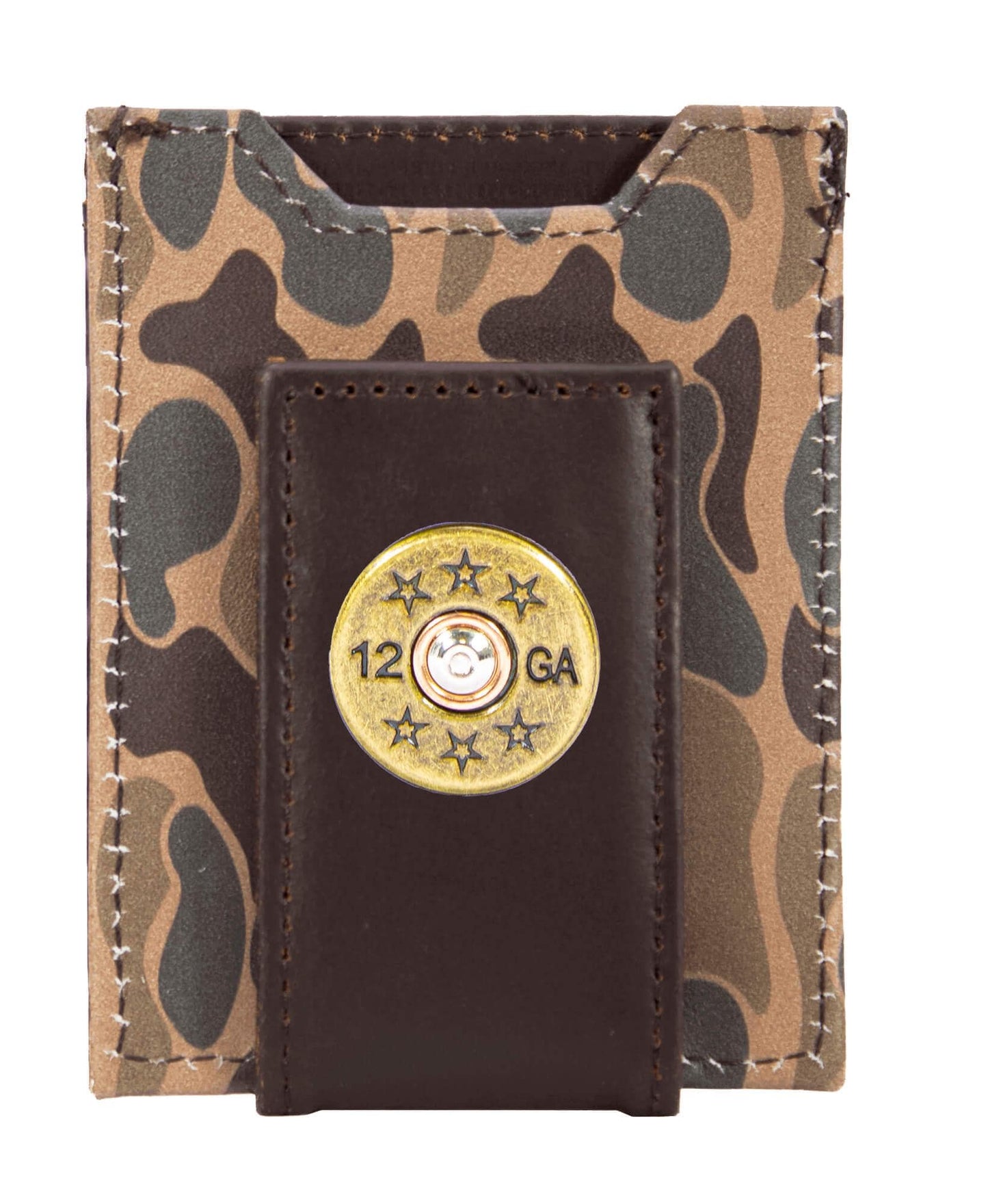 Zep-Pro - Shotshell Men's Magnetic Front Pocket Old School Camo Leather Wallet.