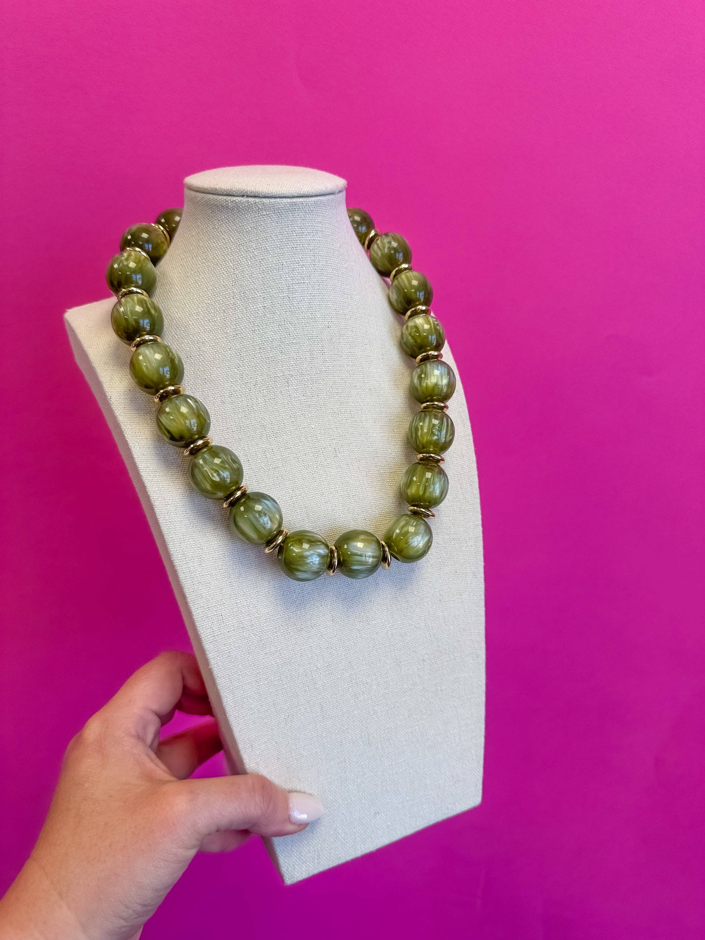 Statement Ball Necklace - Green