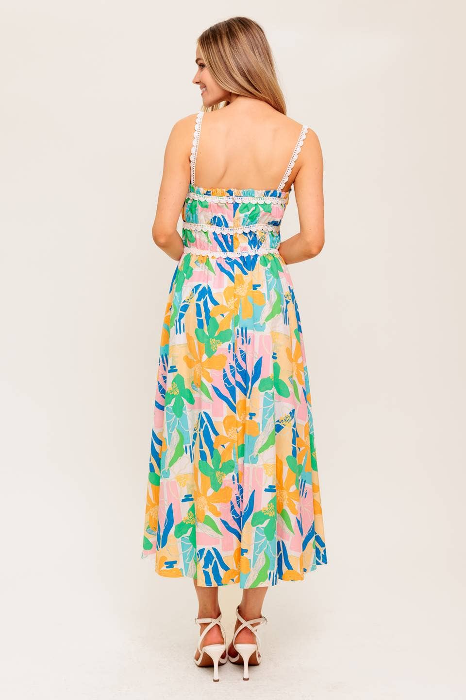 Printed woven midi dress
