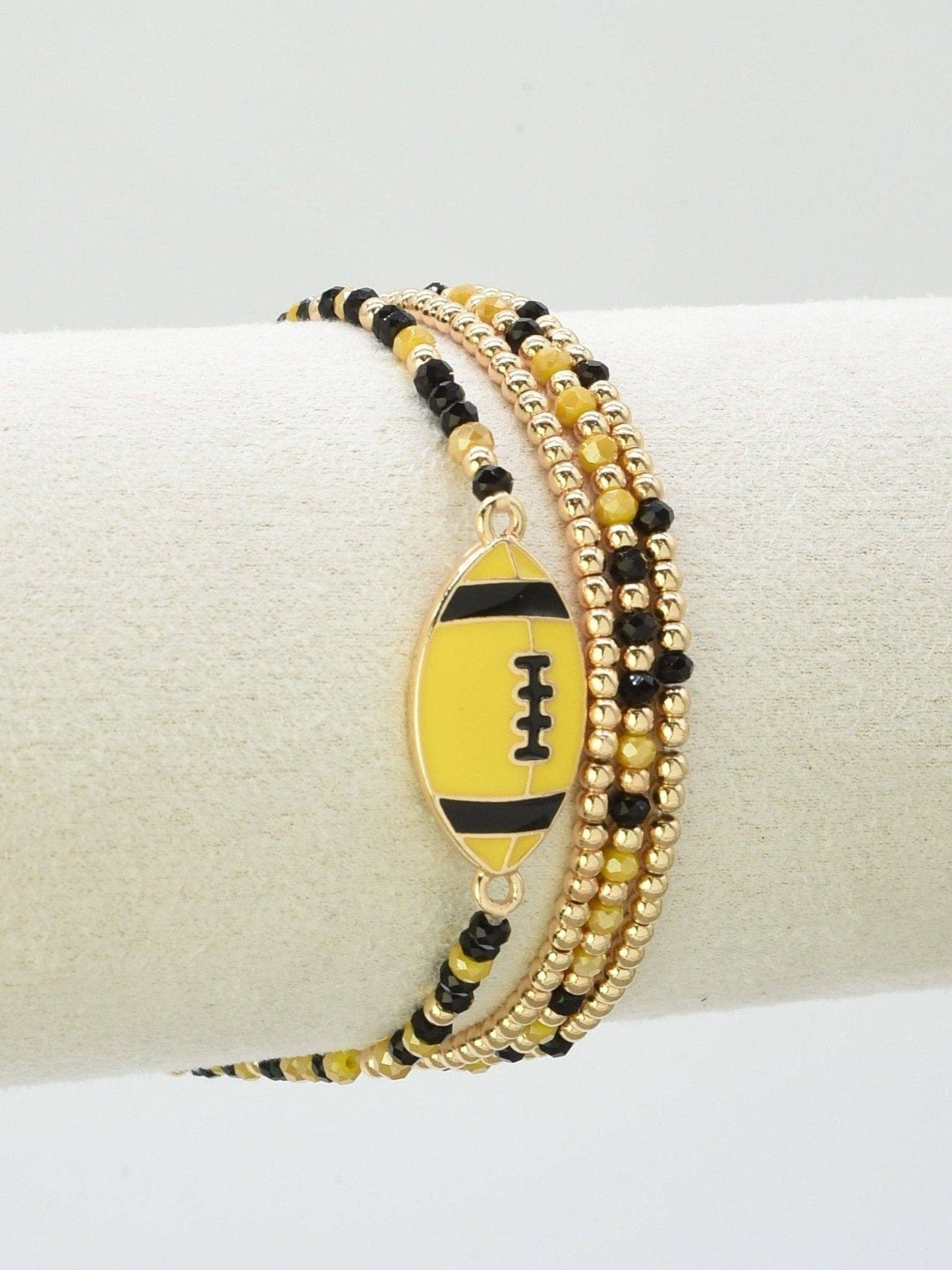Gameday Beaded Football Charm Bracelet Set