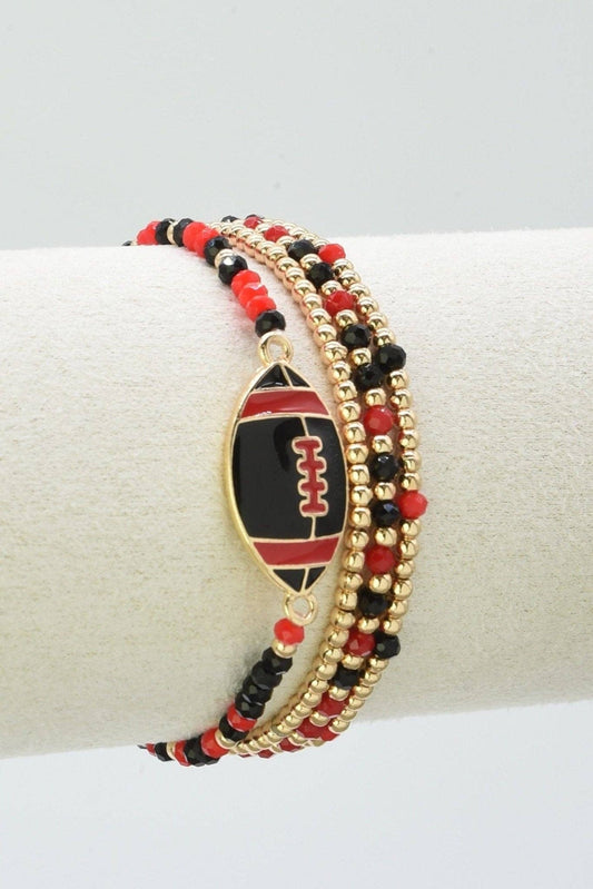 Gameday Beaded Football Charm Bracelet Set