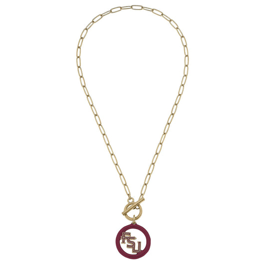 Canvas Style - Florida State Seminoles Logo Enamel T-Bar Necklace