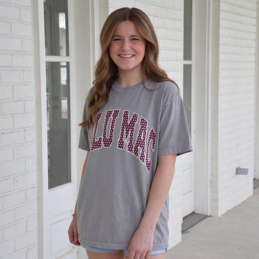 Lulu Mac Team Maroon Polka Dot Adult Granite Comfort Colors Tee