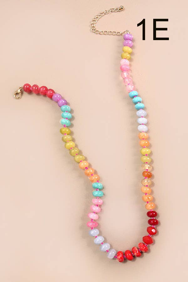 JOSSLYN by wall to wall - NATURAL AGATE GLASS SEMI PRECIOUS BEAD NECKLACE | 80N896