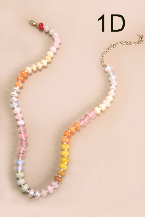 JOSSLYN by wall to wall - NATURAL AGATE GLASS SEMI PRECIOUS BEAD NECKLACE | 80N896
