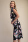 Black Floral Waist Tie Midi Dress
