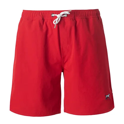 Red Hydro Shorts with dog emblem