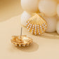 JOSSLYN by wall to wall - Scalloped Shell Pearl Stud Earrings | 80E62126