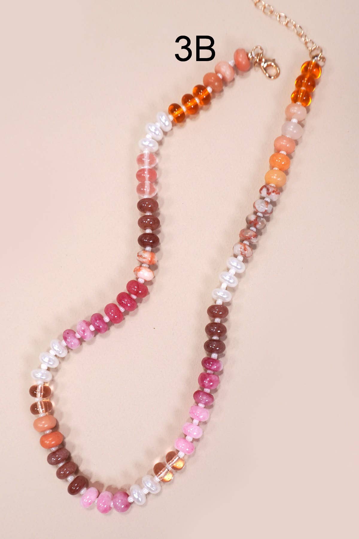 JOSSLYN by wall to wall - NATURAL AGATE GLASS SEMI PRECIOUS BEAD NECKLACE | 80N896