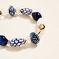 7.25 Inch Marbled Ceramic Metallic Bead Bracelet